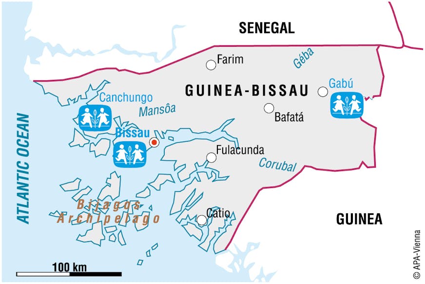 kaart Guinee-Bissau