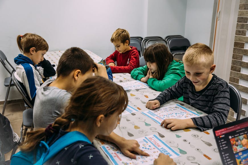 Kinderen uit Oekraïne op school