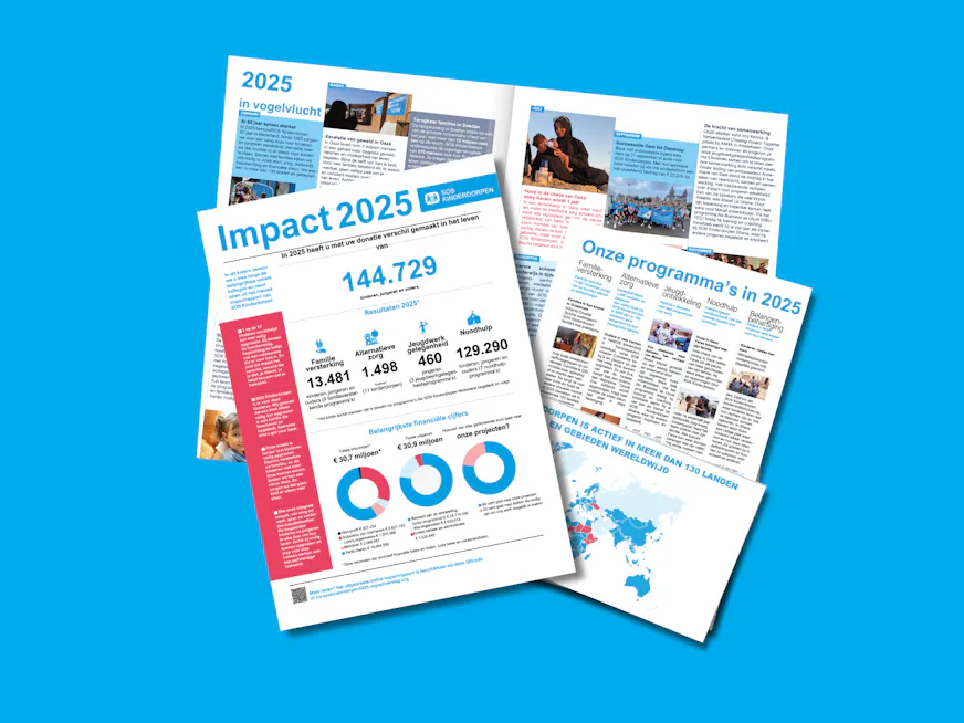 Bekijk het Jaarverslag 2025 en het interactieve online impactrapport van SOS Kinderdorpen met onze resultaten, impact, verhalen en financiële kerncijfers.